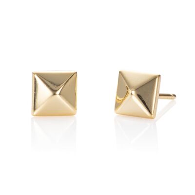 Dainty Gold Square Pyramid Stud Earrings for Women