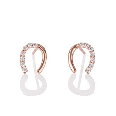 Boucles d'oreilles clous fer à cheval porte-bonheur en or rose pour femme