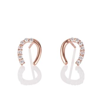 Boucles d'oreilles clous fer à cheval porte-bonheur en or rose pour femme 1