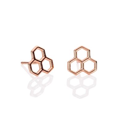 Rose Gold Honeycomb Stud Earrings for Women