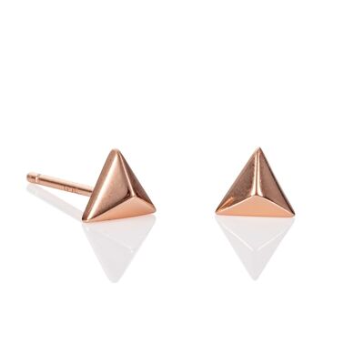 Aretes triangulares de oro rosa para mujer