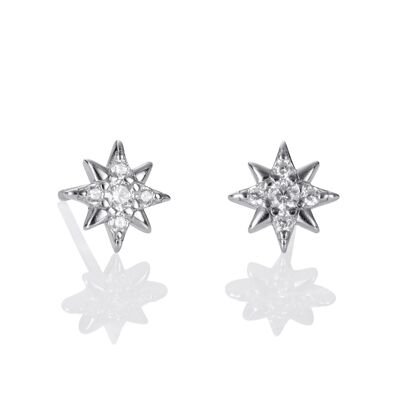 Pendientes de plata de ley 925 con estrella pequeña para mujer.