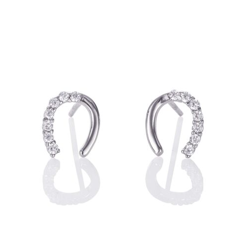 925 Sterling Silver Lucky Horseshoe Stud Earrings for Women