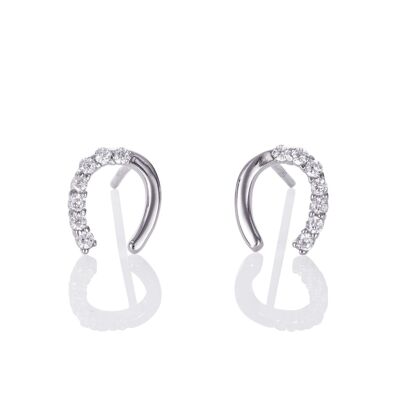 925 Sterling Silver Lucky Horseshoe Stud Earrings for Women