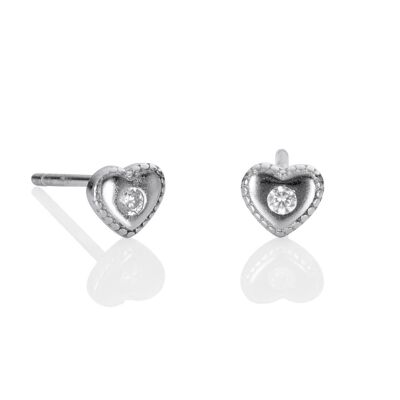 925 Sterling Silver Mini Heart Stud Earrings for Women