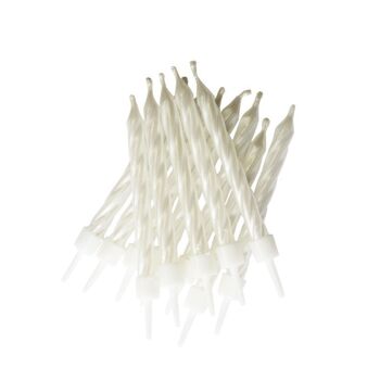 Bougies nacrées blanches avec supports 1