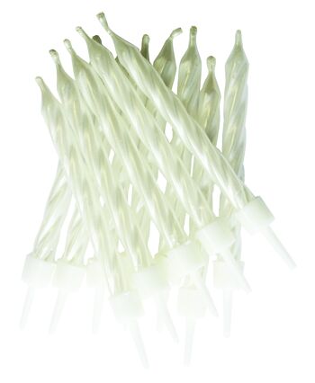 Bougies nacrées blanches avec supports 2