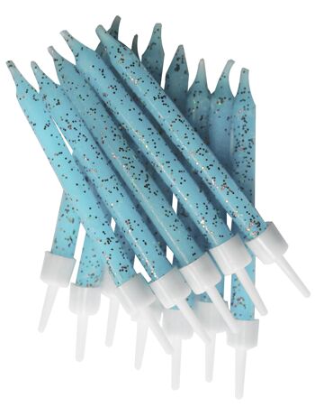 Bougies scintillantes bleu pâle avec supports 2