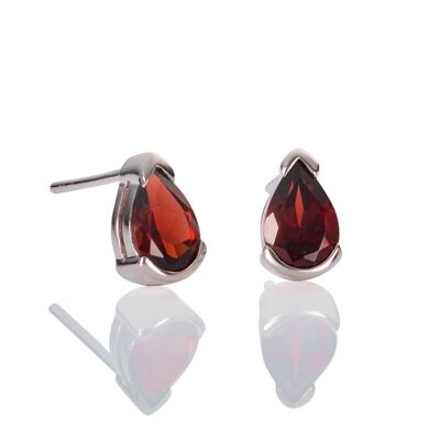 925 Sterling Silver Stud Earrings with Garnet Gemstones