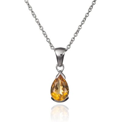 Collier pendentif citrine en forme de poire en argent sterling 925