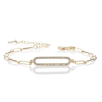 Gold Plated Link Chain Bracelet for Women with Cubic Zirconia Stones