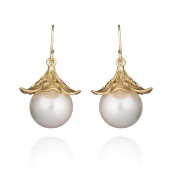 Grandes Boucles d'Oreilles Perles Plaqué Or pour Femme 1