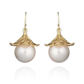 Grandes Boucles d'Oreilles Perles Plaqué Or pour Femme 6