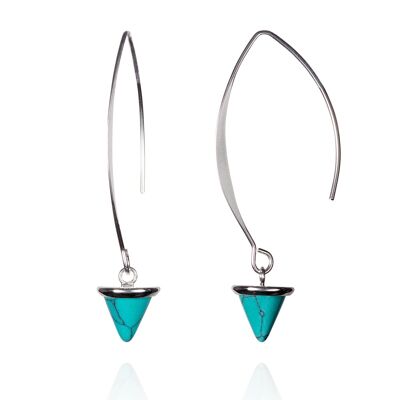 Boucles d'Oreilles Pendantes Longues Femme avec Pierres Turquoise