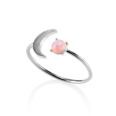 Verstellbarer rosa Opalring für Frauen