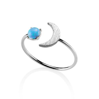 Adjustable Blue Opal Ring for Women