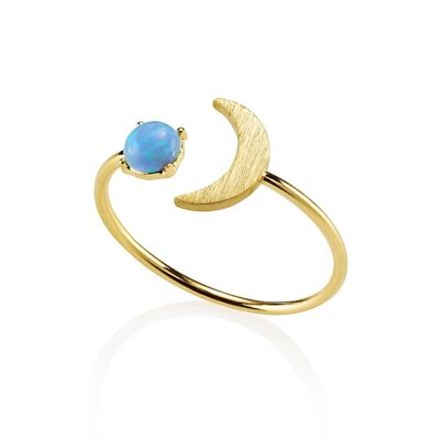 Bague en or avec une opale bleue créée