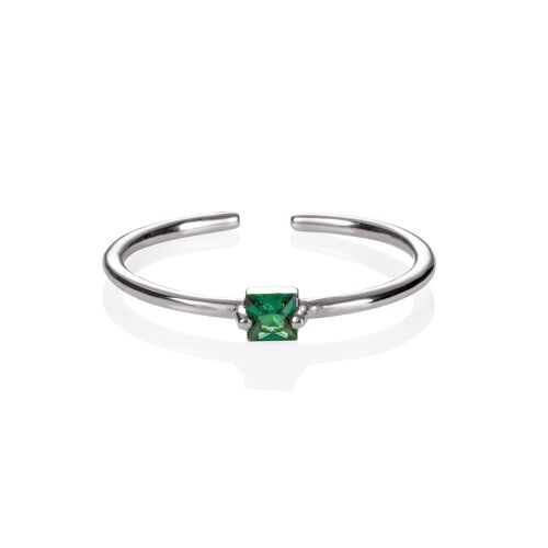 Adjustable Green Ring for Women with a Square Zirconia Stone