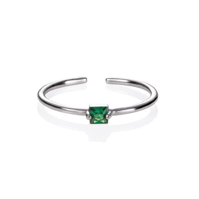 Verstellbarer grüner Ring für Damen mit einem quadratischen Zirkonia-Stein