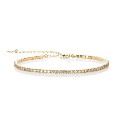 Bracciale da tennis skinny placcato oro per donna