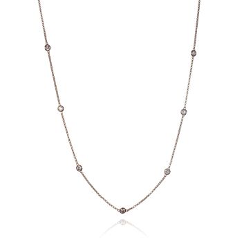 Long collier chaîne en or rose avec pierres - 32 pouces 6