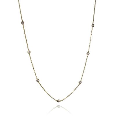 Collier long chaîne en or avec pierres - 18 pouces