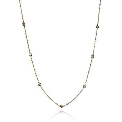 Long Gold Chain Necklace with Stones - 18 inch