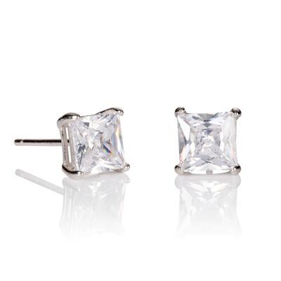 Square Stud Earrings for Men with Cubic Zirconia Stone