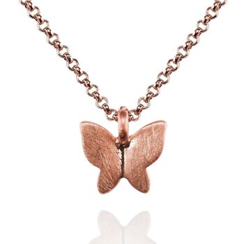 Collier pendentif papillon en or rose avec finition brossée 6