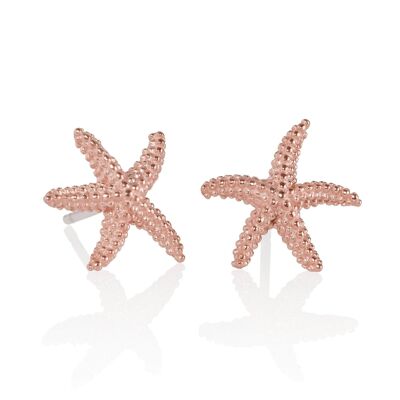 Pendientes de botón de estrella de mar de oro rosa