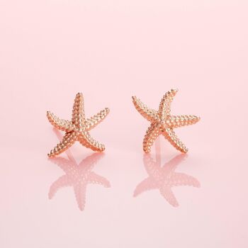 Boucles D'oreilles Tiges Etoile De Mer Or Rose 2