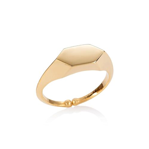 Adjustable Gold Plated Geometric Signet Ring for Women