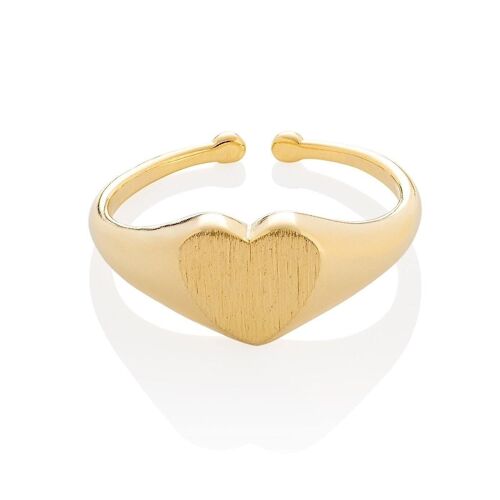 Adjustable Gold Signet Ring for Women in a Heart Motif