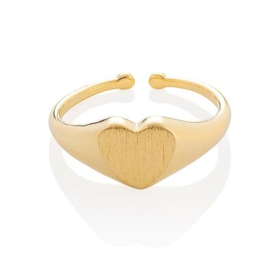 Anillo de Sello Ajustable de Oro para Mujer con Motivo de Corazón