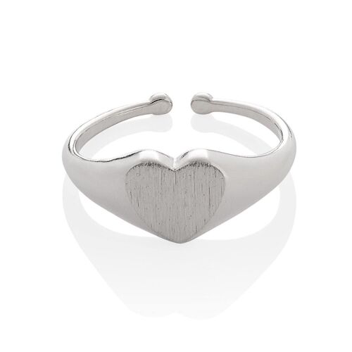 Adjustable Signet Ring for Women in a Heart Motif