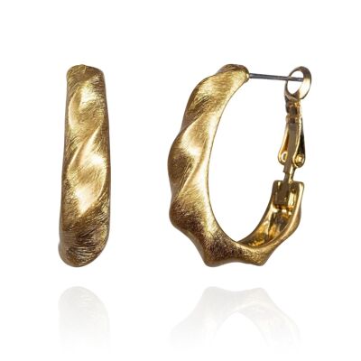 Gold Plated Large Twisted Hoop Earrings for Women