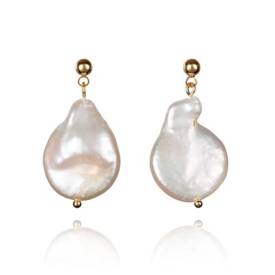 Boucles d'Oreilles Perles Baroques Plaqué Or pour Femme