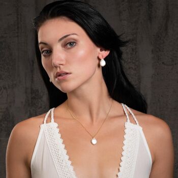 Boucles d'Oreilles Perles Baroques Plaqué Or pour Femme 9