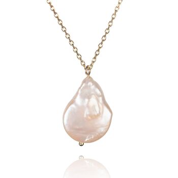 Collier pendentif perle baroque plaqué or pour femme 1