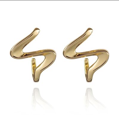 Vergoldete S-förmige ungewöhnliche Statement-Ohrringe für Frauen