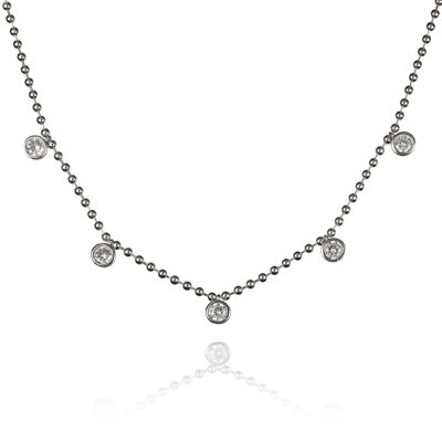 Perlen-Choker-Halskette für Frauen mit runden Steinen