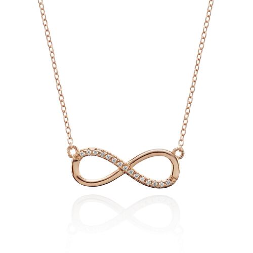 Rose Gold Plated Sterling Silver Infinity Necklace with Cubic Zirconia