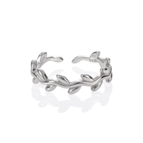 Adjustable Sterling Silver Leaf Toe Ring for Women