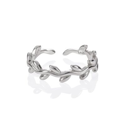 Verstellbarer Blatt-Zehenring aus Sterlingsilber für Frauen