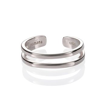 Bague d'orteil double rangée en argent sterling 925 pour femme 1