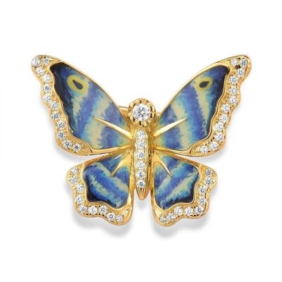 Broche papillon en argent sterling plaqué or pour femme