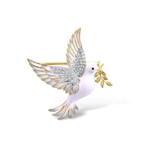Buy wholesale Gold Plated Sterling Silver Dove Brooch for Women