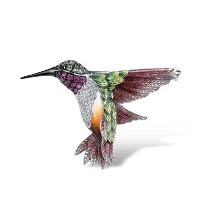 Kolibri-Brosche aus Sterlingsilber für Frauen