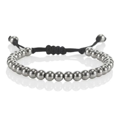 Pulsera de Acero Inoxidable para Niños con Cuentas de Metal en Cordón Negro Ajustable