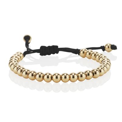 Gold Bracelet for Kids with Metal Beads on Adjustable Black Cord